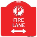 Signmission Fire Lane No Parking & Arrow Pointing Left & Right Heavy-Gauge Alum Sign, 18" x 18", RW-1818-24021 A-DES-RW-1818-24021